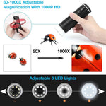 50X-1000X Wireless Digital Microscope Handheld USB HD Inspection Camera with Flexible Stand for Phone PC