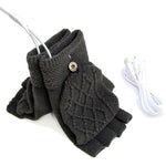 LinkMejor 1pair Heated Gloves Mittens Knitting Fingerless Comfortable Winter Gloves for Indoor or Outdoor Man Women