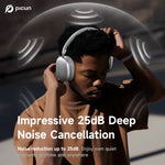 LinkMejor F5 ANC Headset bluetooth Headphone -25dB Active Noise Cancelling 40mm Large Drivers HiFi Stereo AAC Audio Low Game Delay Headphones with Mic