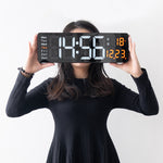 LinkMejor 16 Inch Digital Wall Clock Large LED Display with Remote Control / Automatic Brightness / Indoor Temperature / Date / Week / 12/24H For Home Office Classroom