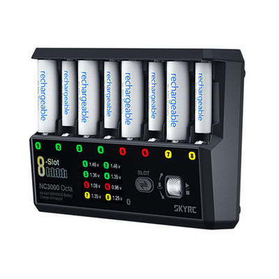 LinkMejor NC3000 Octa AA/AAA NiMH/NiCD 8-slot Battery Charger Analyzer 65W PD Supports 7 Working Modes Bluetooth Mobile App Control