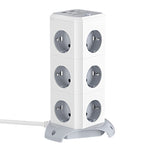 BlitzWolf BW-EC3 3-Layer Vertical Cube EU Socket Plug Power Outlet Extender with 12 AC Outlets / 2 USB-A / 2 USB-C for MacBook iPad Game Office Home