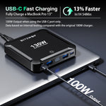 [GaN Tech] LinkMejor® BW-S32 130W 5 in 1 USB PD Digital Display Charger with Retractable Cable Fast Charging Desktop Charging Station for iPhone 17 16 16 Pro 15 14 13 Pro Max for MacBook Pro for Airpods for Apple Watch