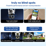 6MP Dual Lens PTZ WiFi Security Camera Full Color Infrared Night Vision Human Motion Instant Sound&Light Alarm Two-Way Audio Waterproof 2.4GHZ Dual-Band Surveillance Camera for Outdoor