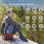 Multifunctional Emergency Radio Solar Hand Crank NOAA Weather Alert AM FM WB Radio Power Bank Flashlight for Outdoor Emergency Survival