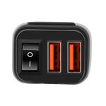 Motorcycle Charger SAE to USB Adapter Dual USB Fast Charger 12V Voltmeter with On/Off Power Switch for Phone GPS Tablet