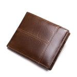 Ekphero Men's Retro Genuine Leather Short Wallet RFID Blocking Horizontal Money Clip Multi-card Slot Card Holder Anti-theft Brush Coin Purse