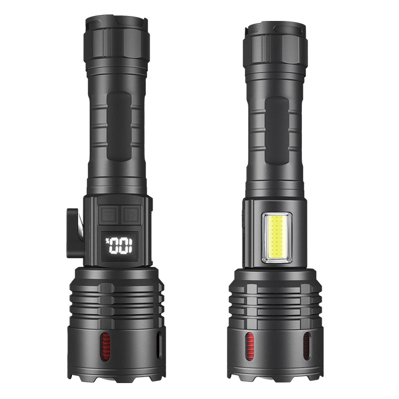 Super Bright Flashlight COB Side Light XHP70 30W LED USB-C with 26650 Battery 16000 Lumen Outdoor Emergency 6 Modes Zoomable Torch