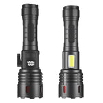 Super Bright Flashlight COB Side Light XHP70 30W LED USB-C with 26650 Battery 16000 Lumen Outdoor Emergency 6 Modes Zoomable Torch