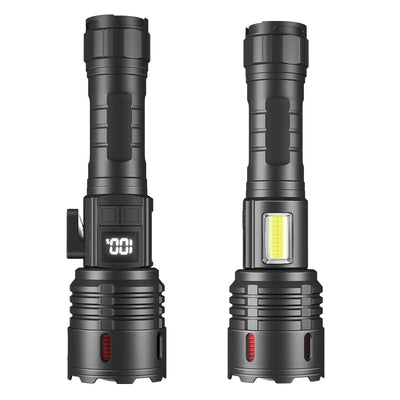 Super Bright Flashlight COB Side Light XHP70 30W LED USB-C with 26650 Battery 16000 Lumen Outdoor Emergency 6 Modes Zoomable Torch