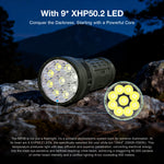 Astrolux® MF09 9* XHP50.2 LED 26000LM 600M High Lumen Flashlight With TEC Active Cooling System + Fan, 46950 Battery, Removable Handle, Ultra-bright Long Range Strong LED Torch Perfect For Outdoor Searching Camping Heavy Duty