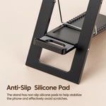 LinkMejor TQ-ZJ07 Multi Angles Adjustable Desktop Phone Holder Stand 4mm Ultra Thin Foldable Card Design 11 Gears Positions for 4-6.7 Inch Smartphones Anti Slip Silicone Pad