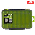 LinkMejor 12/14 Compartments Double Sided Fishing Tackle Box Y-slot Fishing Gear Organizer Fishing Tool Storage Case