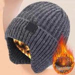 LinkMejor Winter Bike Knitted Hat Outdoor Plush Warmth Cap Peaked Earmuff Fashion Casual Faux Fur Lined Bomber Hats Cycling Ear Protection