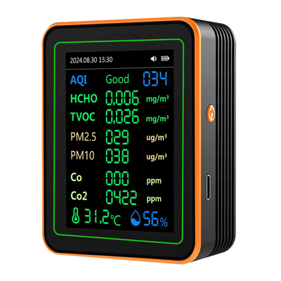 ZN-MT22 12-in-1 Air Quality Monitor AQI CO2 CO Formaldehyde TVOC PM2.5 PM10 Temperature Humidity TFT Screen 1200mAh Battery High-Precision Sensors