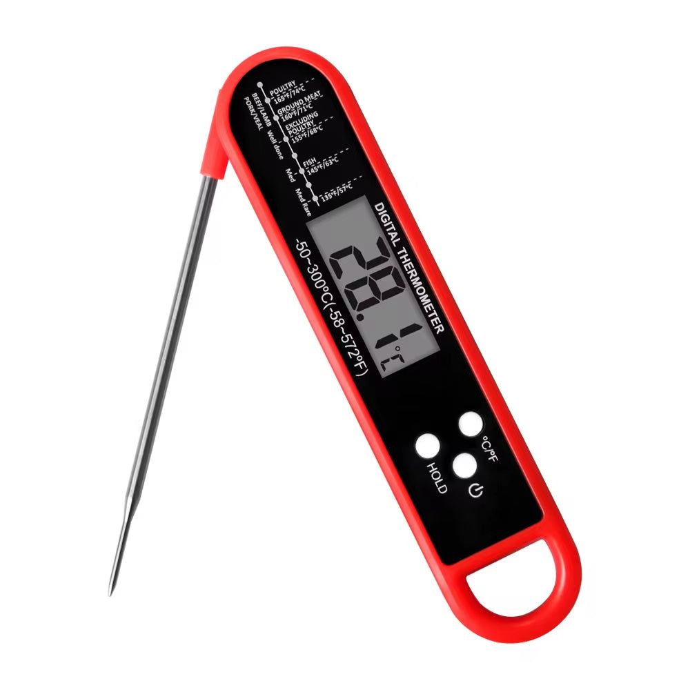 Digital Meat Thermometer Foldable Probe Fast Reading -50℃ to 300℃ Auto-Off LCD Display for Cooking BBQ Kitchen