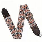 Embroidered Soft Vintage Flower Adjustable Creative Cotton Leather Guitar Strap