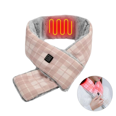 LinkMejor Electric Heating Scarf USB Powered Fast Heating Adjustable Temperature Washable Soft Fabric Warm Neck Wrap Comfortable Winter Warmer Thermal Scarf