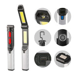 Portable COB LED Flashlight USB Rechargeable Work Light Magnetic Lanterna Hanging Lamp with Built-in Battery Camping Torch