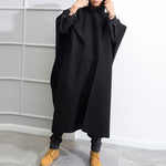 LinkMejor Autumn Winter New Men's Loose Black Coats Stylish Irregular Hooded Cloak FashionLong Sleeve Trench Outwear Jackets S-5XL