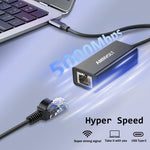 LinkMejor ANET-5 USB 3.2 to 5GbE Adapter Wired LAN Network Connection for Raspberry Pi 5G/2.5G/1G/100Mbps 5000Mbps USB-C to RJ45 Network Converter