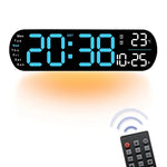 LinkMejor Digital Ambient Light Wall Clock Remote Control Electronic Mute Clock with Temperature Humitimy Date Week Display Timing Function Clock