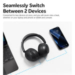 LinkMejor H3S ANC Headset Wireless bluetooth V6.0 Headphone Dual Drivers -56dB Adaptive Noise Cancelling 360° Spatial Sound Skin-Friendly Earmuffs Over-ear Sports Headphones
