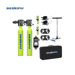 [US Direct] DEDEPU S3000-C 2×0.5L Diving Gear for Diver Mini Scuba Tank Oxygen Cylinder for Underwater Diving Breathe Training, Snorkeling Tank Manual Pump Device Adapter Diving Glasses Hand Bag Diving Storage Bag