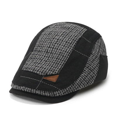 Vintage Patchwork Beret Men's Casual Comfortable Newsboy Cap Retro Fashion Flat Cap Peaked Cap for Men