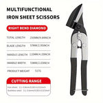 Industrial Chrome Vanadium Steel Aviation Snips 250mm Bent/Straight Head Non-Slip Handle Sheet Metal PVC Cutter HRC56