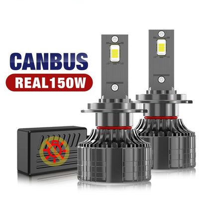 V6 Spotlight LED Headlight Bulbs 6000LM 6500K Cool White 3570 CSP Chips Super Bright Headlamp Conversion Kit For Cars H4 H7 H11 9005