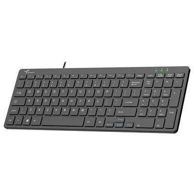 LinkMejor USB Wired Keyboard 100 Keys Scissor Switch Multimedia Function Slim Keyboards for Desktop Laptop Computer Office