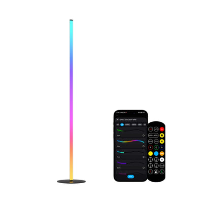 Elfeland 12W Smart RGB LED Corner Floor Lamp 16 Million Colors 4 Heights Adjustable Music Sync Bluetooth APP LED Light with Remote Control