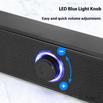 E3511 Wired bluetooth Speaker Desktop Computer Soundbar Dual 52mm Speakers Independent Volume Knob Adjustable USB Powered Speaker Soundbar