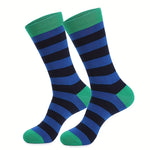 5 Pairs Men's Colorful Striped Funny Novelty Cotton Dress Socks, Cool Design Rich Funky Crew Socks for Men Comfy Breathable Long Socks