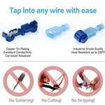 120pcs T-Tap Wire Connectors Self-Stripping Quick Splice Electrical Wire Terminals Insulated Male Quick Disconnect Spade Terminals Assortment Kit with Storage Case