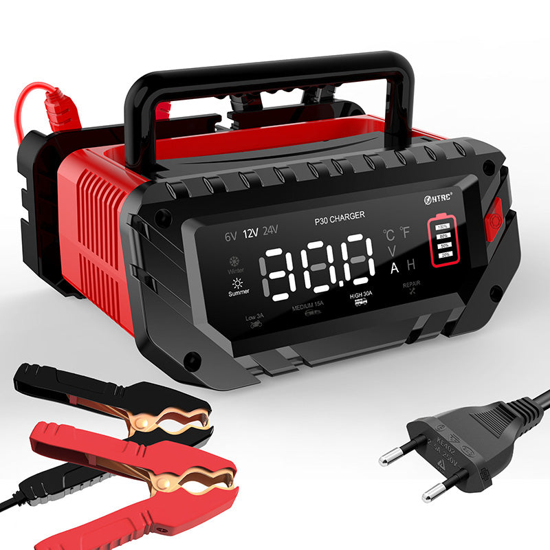 LinkMejor 6V 12V 24V 10A-30A Smart Repair Battery Maintainer Charger P30 Charging Charger for Car Motorcycle Boat Lead-Acid AGM Lithium LiFePo4 Battery