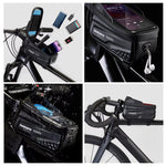 LinkMejor 1L Bicycle Bag Waterproof Bike Phone Holder Frame Front Tube Cycling Bag Phone Case Support for 4.7-6.8 Inch Touch Screen Smartphones