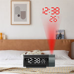 ZX1006A Digital Projection Alarm Clock with Temperature Time 180°Rotation LED Display Dual Alarm Clock Snooze Function USB Electronic Table Bedroom Bedside 3D Wall Projection Clocks