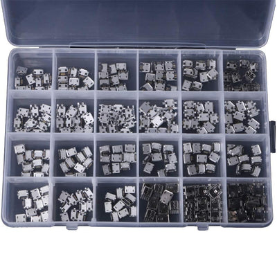 240PCS 24 Models Micro USB Connector Socket Jack USB Connectors USB Female Box Set for MP3 Gaming Console Cellular Phones