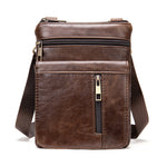 Ekphero Men Vintage Genuine Leather Shoulder Bag Small Messenger Bags Large Capacity Business Casual Crossbody Bag