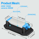 LinkMejor 3 Side Diamond Sharpening Stone Whetstone 400/1000/6000 Grit for Knife and Tool Sharpening with Non-Slip Base