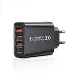 30W 4-Port USB PD Charger Dual USB-A+USB-C PD3.0 QC4.0+QC3.0 Support SCP FCP Fast Charging Wall Charger Adapter EU Plug for iPhone12 13 14 14 Pro 14Pro Max for Huawei Mate50 for Oppo Reno9 for Redmi K60 for Samsung Galaxy S23