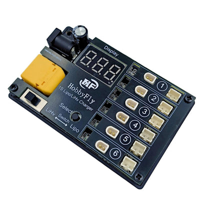 LinkMejor 6-Port 1S Battery Charger With Low-voltage Input Protection Charge for 1S 4.20V/3.7V LiPo 4.35V/3.8V LiHV Battery
