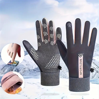 LinkMejor Winter Gloves for Women Fleece-Lined Windproof Warm Touchscreen-Compatible Anti-Slip Cycling Gloves for Skiing Hiking Outdoor Sports