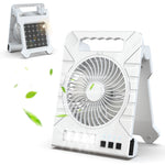 Xmund Solar Camping Fan 4000mAh Power Bank USB Charging 4 Speeds LED Light Portable Foldable Fan for Outdoor Camping