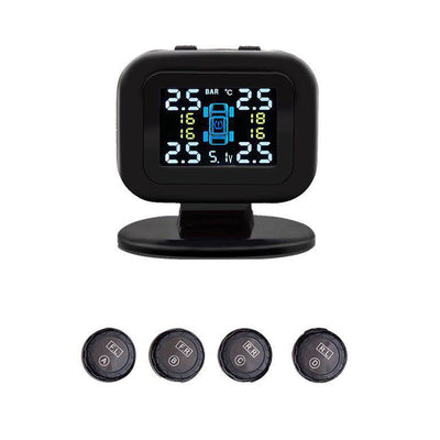 Mini Car TPMS Tire Pressure Monitoring System with External Tire Pressure Sensor Temperature Monitor LCD Display