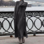 LinkMejor Women Long Sleeved Long Dress with Side Pockets Lace Patchwork Casual Long Maxi Dress for Spring Fall
