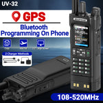 LinkMejor UV32 GPS 10W Long Range Walkie Talkie bluetooth Phone APP Programming Multi-band Wireless Copy Frequency 1000CH 10 NOAA Type-C Two-way Radio