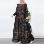 LinkMejor Womens Ethnic Long Dress Vintage Floral Casual Holiday Long Sleeve O-Neck Maxi Dress